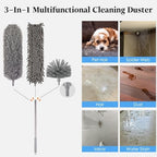 Microfiber Feather Duster 5-in-1 Kit with Extension Pole, Washable Cleaning Duster Set with 3 Duster Heads, Cobweb Duster, Corner Brush, 100'' Extendable Long Duster for High Ceilings, Fans, Furniture - Image 2
