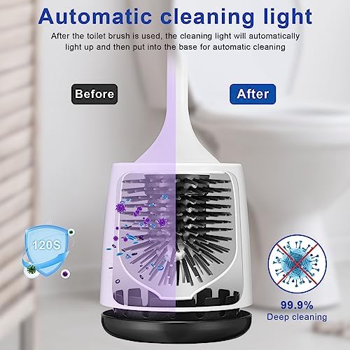 Electric Toilet Brush,Silicone Toilet Brush,Toilet Bowl Brush and Holder Set with Ventilated Holder,Toilet Brush, Floor Standing, Wall Mounted Without Drilling，Rechargeable - Image 4