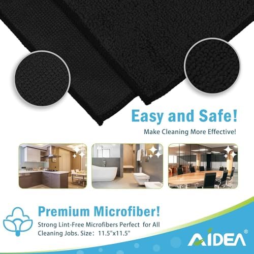 AIDEA Microfiber Cleaning Cloth Black 20PK, Microfiber Towels 11.5"×11.5" - Image 7