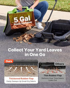 VEVOR Walk-Behind Hand Push Floor Sweeper, Manual Floor Sweeper Non-Electric with 25.6" Sweeping Width, 5 Gallons Waste Container & Adjustable Folding Handle for Yards Walkways Patios Garages - Green - Image 4