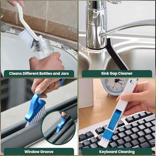 14 Pcs Crevice Cleaning Brush Set – Hard Bristle Cleaning Tools for Grout, Tile Floors, Gaps & Narrow Spaces – Multi-Purpose Grout Scrub Brush for Cleaning Bathroom, Shower, Window Tracks, Kitchen - Image 6