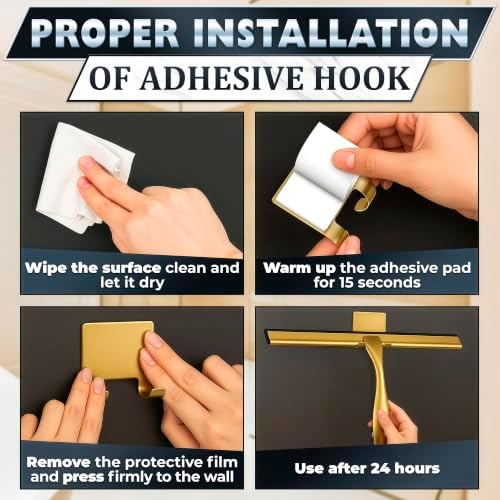 Stainless Steel Shower Squeegee, Glass, Silicone, 12 Inch (Gold) - Image 5