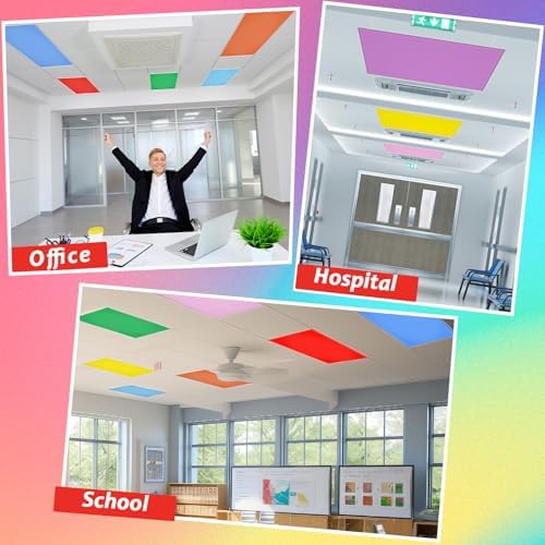 8 Pcs Fluorescent Light Covers with 80 Magnets Decorative for Classroom Ceiling Lights 4 x 2 Feet Magnetic Light Cover Filter Easy Install for Office Hospital Home Ceiling Supplies (Vibrant Color) - Image 5