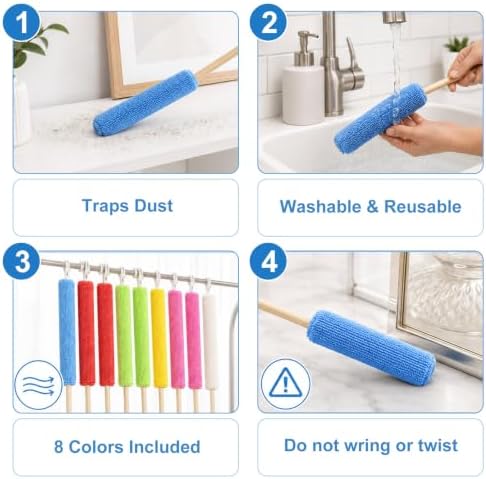 Honeydak 24 Pcs Microfiber Detail Duster Sticks Mini Crevice Cleaning Tools - Image 6