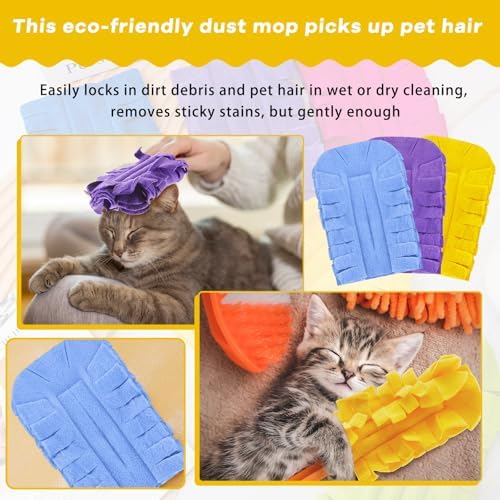 12 Pcs Reusable Duster Refills Washable Pads, Purple, Light Blue, Yellow - Image 3