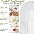 WEPSEN 5-Speed Electric Hand Mixer, 4 Large Mixing Bowls Set, Handheld Mixers with Whisks Beater, Stainless Steel Metal Nesting Bowl Measuring Cups Spoons Kitchen Cake Blender for Baking Supplies - Image 5