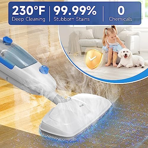 Steam Mop for Hardwood Floor Cleaning, Floor Steamer Cleaner Lightweight for Vinyl, Laminate, Carpet, Tile Hard Floors w/Adjustable Steam Modes & Height, 23ft Cord, 2 Washable Pad - Image 2