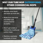 Commercial Mop Head Replacement – 1 Pack Large Green Microfiber Tube Mop (18 oz.) | Industrial Wet Mops | Washable Refill, Reusable, Heavy Duty, Looped End Mopheads | Hardwood, Concrete - Image 2