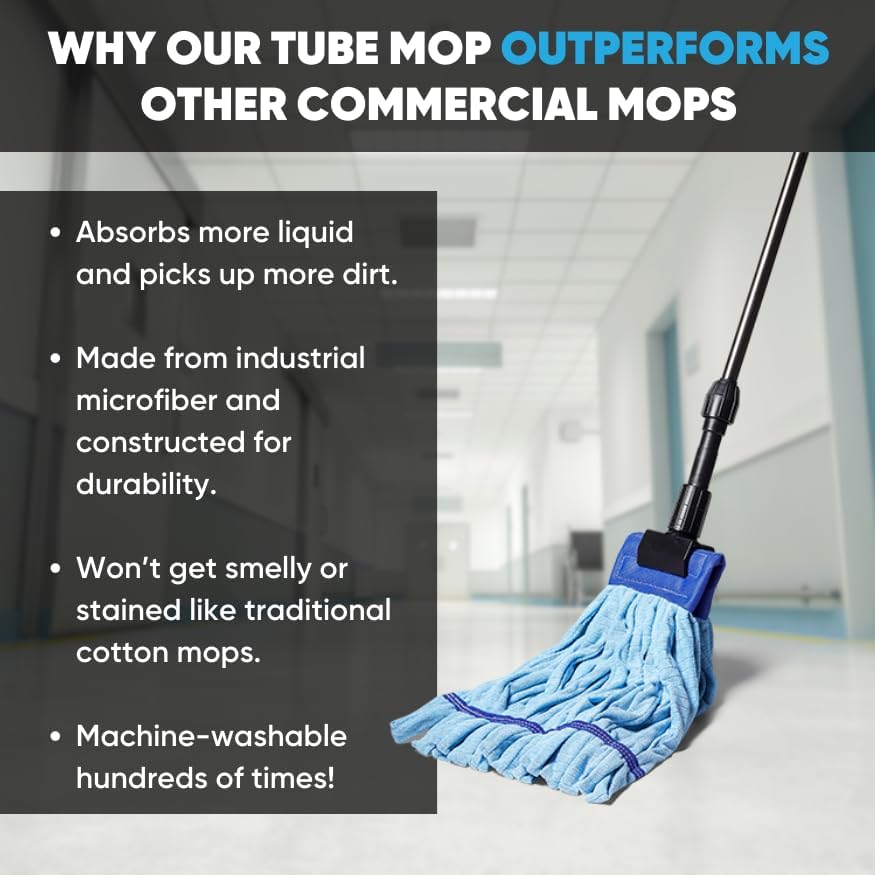Microfiber Mop Head Replacement, Commercial Looped End, 18 oz Large, Blue - Image 2
