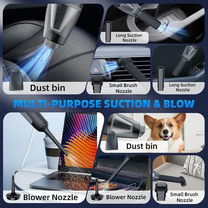 PATO Cordless Handheld Vacuum Cleaner, Mini Car Vacuum with PowerfulSuction, 1800mAh high-CapacitybatteryPortable Dust Collector Matte Black. - Image 6