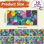 Wiooffen 6 Pcs Fluorescent Light Covers with 60 Magnets Decorative for Classroom Ceiling Light 4 x 2 Feet Magnetic Light Covers Filter Easy Install for Office Hospitals & Home (Stained Glass Floral) - Image 2
