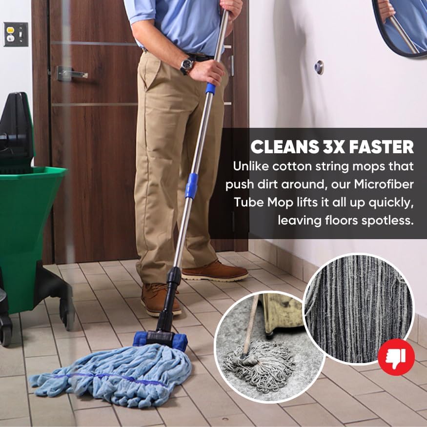 Microfiber Mop Head Replacement, Commercial Looped End, 18 oz Large, Blue - Image 4