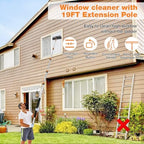 26Ft Window Squeegee with 5-19 FT Extension Poles, 2-in-1 Window Cleaning Kit with Telescopic Pole, Extra-Large 14" Window Squeegee Window Cleaner Tool with Adjustable Head, for High Window, Glass, RV - Image 4