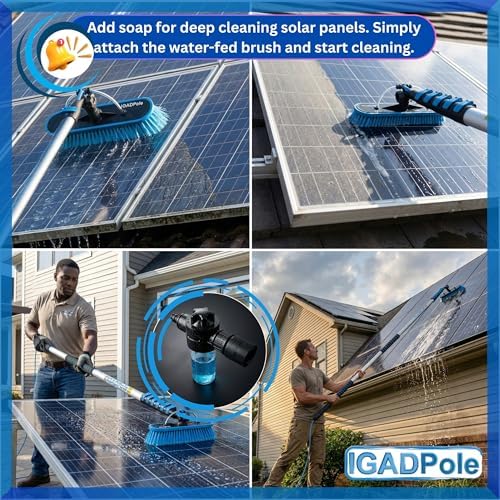 IGADPole 24 FT Washing Kit: Water-fed Brush with Soap Dispenser, Cobweb Dusters, with 6-Stage Telescoping Pole 5-24ft Pole/Window and Dusting Cleaning Kit - Image 3