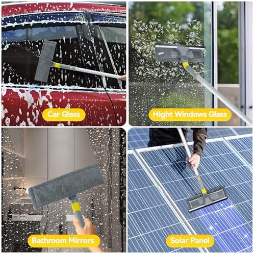 JEHONN Window Cleaning Squeegee Kit, 64 inches Tall Professional Shower Glass Washing Equipment, 3 in 1 Wall Cleaner Duster with Extension Pole for Home Indoor Outdoor Mirror Car Windshield - Image 6