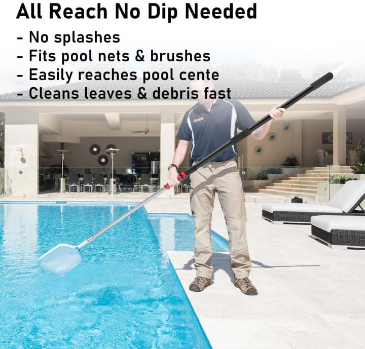 24FT Telescoping Extension Pole - Adjustable Aluminum Paint Roller Pole with 3/4" Universal Threaded Tip - Flip-Lock Extendable Pole for Window Roof Pool Cleaning - Image 6