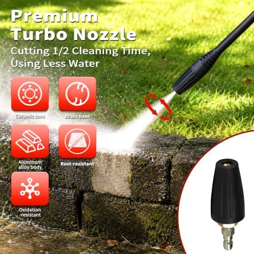2026Upgraded 4800 MAX Pressure Washer w/5 Quick Connect Nozzles, 35ft Power Cord w/GFCI, Inlet Hose & Filter& Soap Tank for Cars/Driveways/Home Cleaning, Bright Red - Image 6