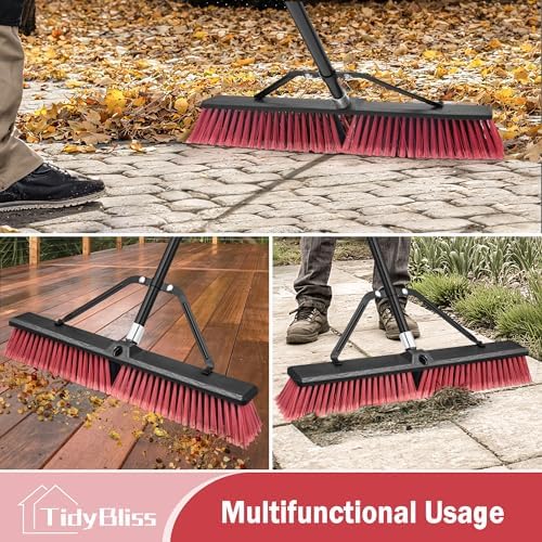 TidyBliss 24” Large Push Broom Outdoor Heavy Duty with 63” Long Handle - Image 2