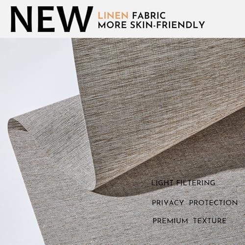 Persilux Light Filtering Roller Shades for Indoor Window Blinds,Cordless,Linen Fabric,Thermal Insulated Fabric UV Protection Shades for Home,Office,Bedroom,Door,Light Filtering-Stone Grey,Custom Size - Image 2