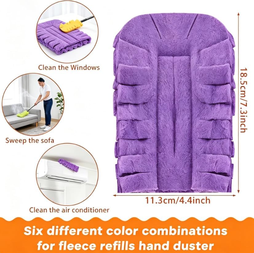 Chenille Duster Replacement Heads, Reusable Chenille Microfiber Dust Duster with Removable Washable Cloth Covers, 360° Electrostatic Duster Refills for Multi-Surface Efficient Home Cleaning (6PC) - Image 4