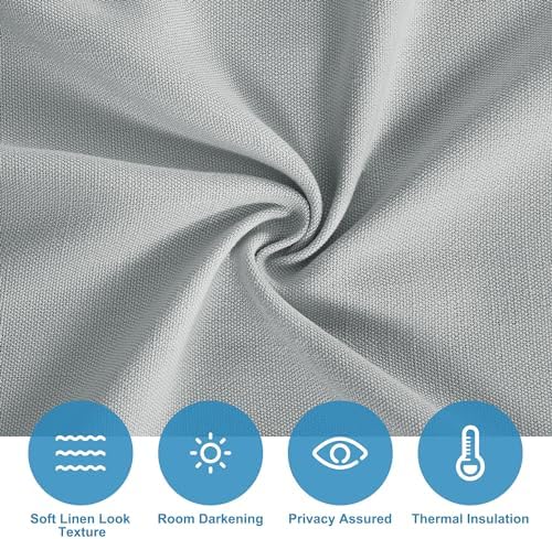 RYB HOME Thick Faux Linen Blended Window Curtains for Bedroom Light Filtering Window Draperies Privacy for Living Room Dinning Home Office, 1 Panel, 26W x 72L Inches, Light Grey - Image 5