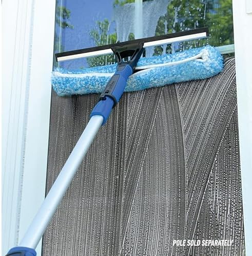 Unger Professional Connect and Clean 2-in-1 Squeegee and Scrubber, 14” Window Cleaning Tool, Essential Glass Cleaner for Commercial and Residential Use, Reusable Microfiber Sleeve, Streak-Free Results - Image 2