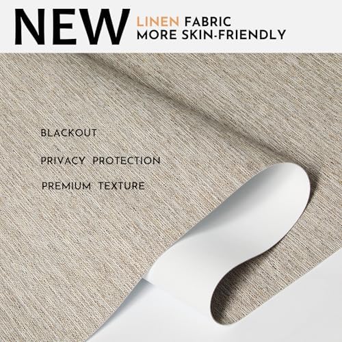 Persilux Blackout Roller Shades for Window Blinds,Cordless,Linen Fabric,Thermal Insulated Fabric UV Protection Shades for Home,Office,Bedroom,Door,Blackout-Light Brown,36" W X 72" H - Image 2
