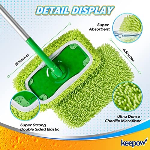 KEEPOW Reusable Mop Pads Compatible with Swiffer Sweeper Mop, Microfiber Dry Sweeping Cloths, Washable Wet Pads Refills Mopping Cloth Refills for Hardwood Floor Cleaning, 4 Pack - Image 3