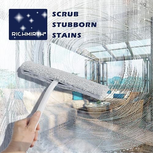 12 Inch Silicone Shower Squeegee for Glass Doors with Microfiber Cloth & Hook, Streak-Free Window Cleaner for Bathroom Mirror Tile Car, No-Scratch Squeegee with Rustproof Metal Core (White) - Image 5