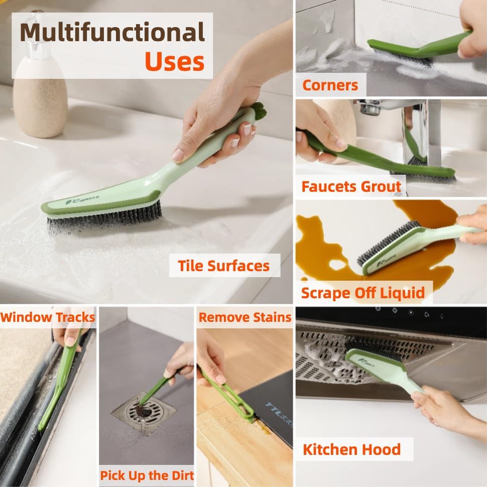 3-in-1 Detail Cleaning Brush, Crevice Grout Brush, 2PCS - Image 2