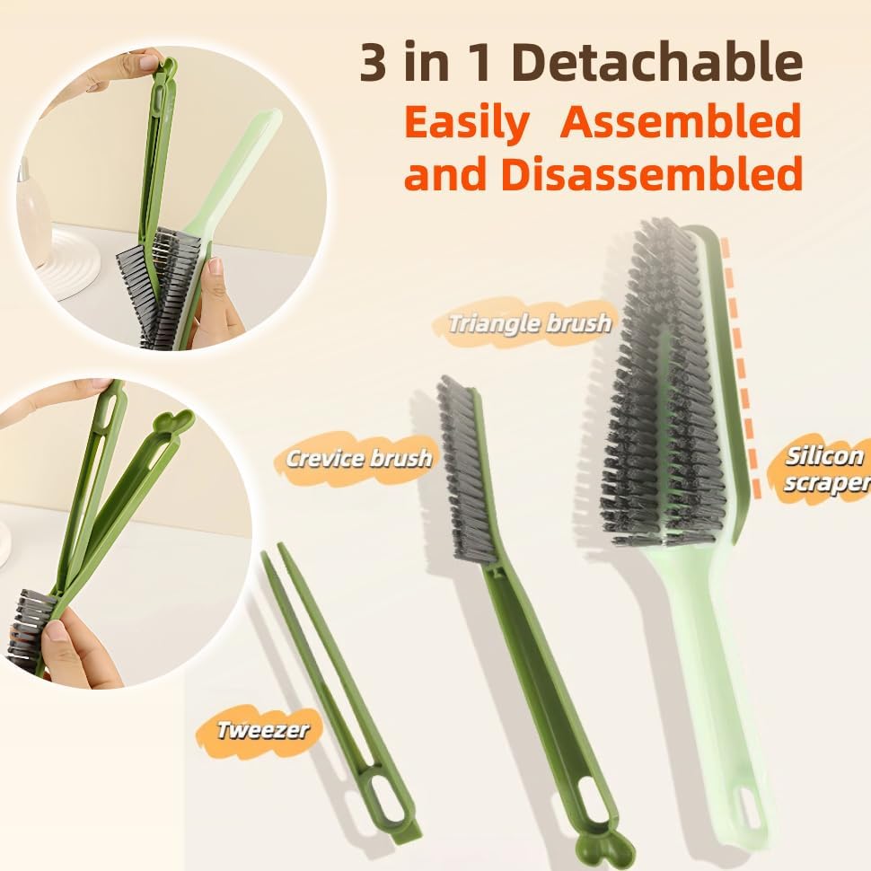 3-in-1 Detail Cleaning Brush, Crevice Grout Brush, 2PCS - Image 3