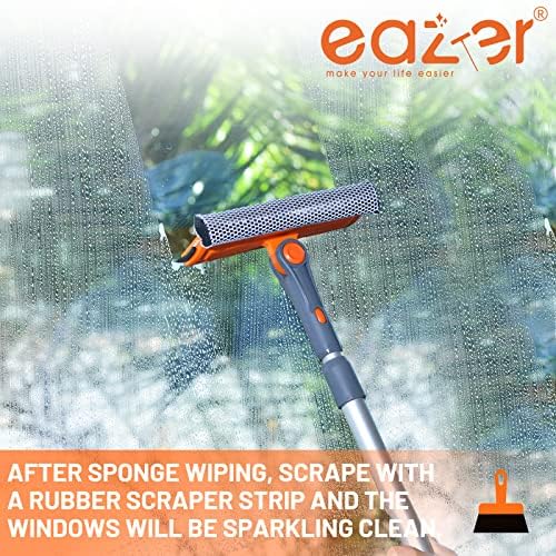 eazer Professional Window Squeegee, 2-in-1 Rotatable Squeegee for Window Cleaning Kit, Window Cleaner Tool, Window Washing Equipment Kit with Extension Pole for Shower/Windshield - 2 Head - Image 5