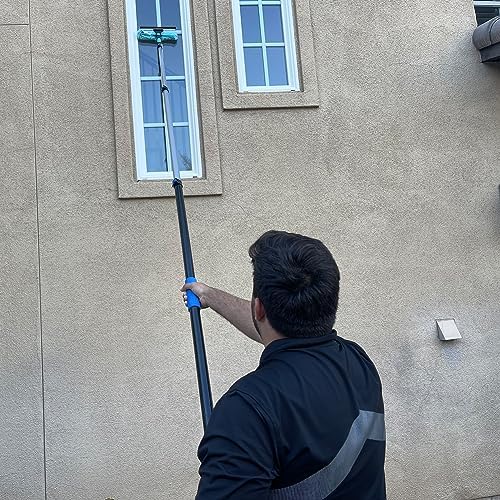 2pcs 11" Window Squeegee & Microfiber Scrubber 2-in-1 Cleaning Tool - Image 2
