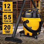 DEWALT 12 Gal. 5.5 HP Poly Wet/Dry Vacuum with Hose and Accessories DXV12P - Image 3