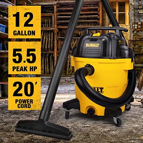 DEWALT 12 Gal. 5.5 HP Poly Wet/Dry Vacuum with Hose and Accessories DXV12P - Image 3