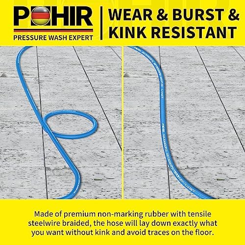 POHIR 25ft Pressure Washer Hose 3/8" 4800 PSI with Quick Connect & Adapters - Image 5