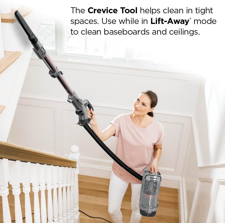 Shark AZ2002 Vertex Powered Lift-Away Upright Vacuum with DuoClean PowerFins, Self-Cleaning Brushroll, Large Dust Cup, Pet Crevice Tool, Dusting Brush & Power Brush, Silver/Rose Gold - Image 2
