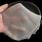 Cast Iron Cleaner & Chainmail Skillet Scrubber - 14''x14'' 3.8mm Small Ring, 316L Stainless Steel Interlocking Mesh Sheet, Flexible Chainmail Panel, Fine Linked Ring Fabric, Woven Ring Net by Taspooke