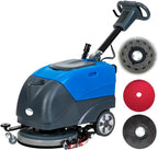 Emotor 15'' Foldable Walk Behind Floor Scrubber Machine Hand Push Scrubber Machine for Industrial Commercial Usem,Upgrade Automatic Water Flow, Machine Size 32"X18"X25"(Blue) by Unknown