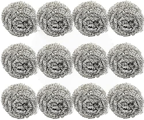 TrueCraftware-100g Stainless Steel Scrubber Ball Set of 12- for Cleaning Dishes Pans Pots Ovens Grills Stainless Steel Metal Scrubber for Kitchen Sinks Cleaning Steel Wool Pads by Unknown