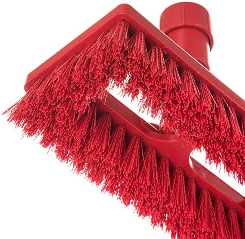 SPARTA 363883103 Plastic Block Swivel Scrub Brush, Polyester Bristles, 1" Bristle Trim, 8" Length x 3-1/2" Width, Red/White - Image 4