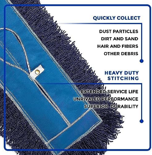 Nine Forty 48" Premium Nylon Dust Mop- Heavy Duty Mop Head for Industrial, Commercial, and Residential Cleaning - Dry Floor Duster for Hardwood Surfaces and Commercial Applications - Blue - Image 4