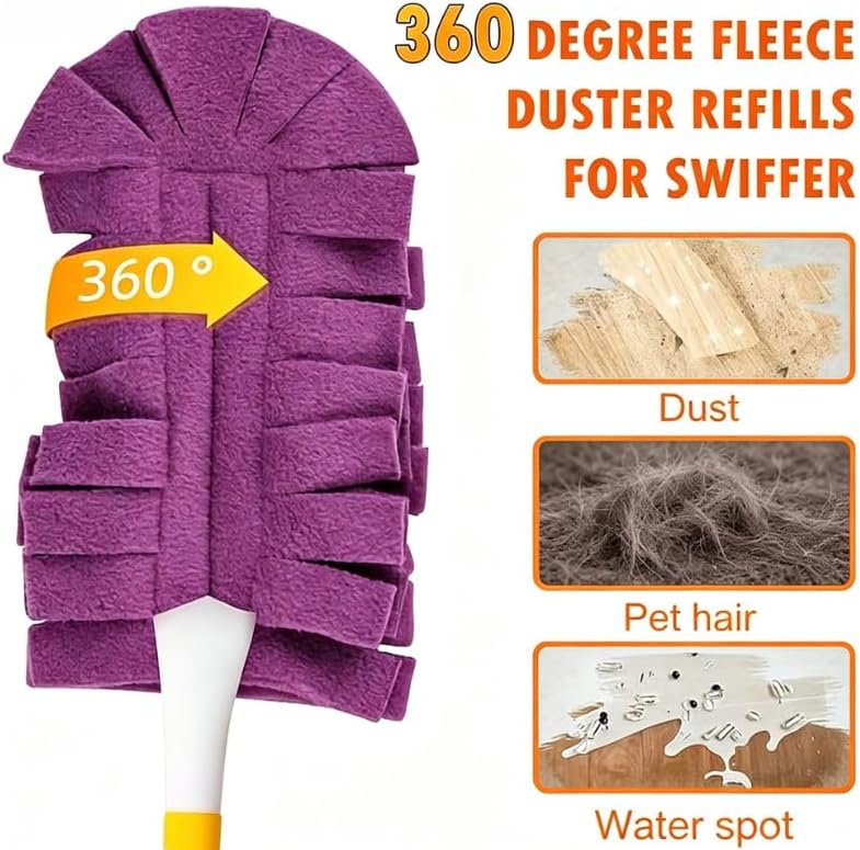 Chenille Duster Replacement Heads, Reusable Chenille Microfiber Dust Duster with Removable Washable Cloth Covers, 360° Electrostatic Duster Refills for Multi-Surface Efficient Home Cleaning (6PC) - Image 3