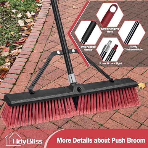 TidyBliss 24” Large Push Broom Outdoor Heavy Duty with 63” Long Handle - Image 5