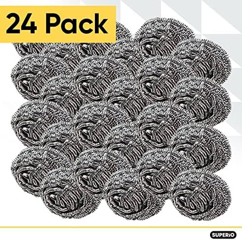 Superio Stainless Steel Scourers Steel Wool Scrubber Pad Used for Dishes, Pots, Pans, Grill, Stoves, and Ovens, Easy scouring for Tough Kitchen Cleaning Pack of 24 - Image 4