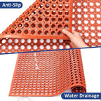 Outdoor Rubber Mat Kitchen Anti-Fatigue Entrance Floor Mats (24"x 36") Commercial Restaurant Bar Floor Mat New Outside Rubber Non Slip Drainage Mat Red - Image 6