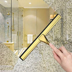 HIWARE All-Purpose Shower Squeegee for Shower Doors, Bathroom, Window and Car Glass - Brass, Stainless Steel, 10 Inches - Image 3