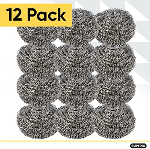 Superio Stainless Steel Scourers Steel Wool Scrubber Pad Used for Dishes, Pots, Pans, Grill, Stoves, and Ovens, Easy scouring for Tough Kitchen Cleaning (12) - Image 4