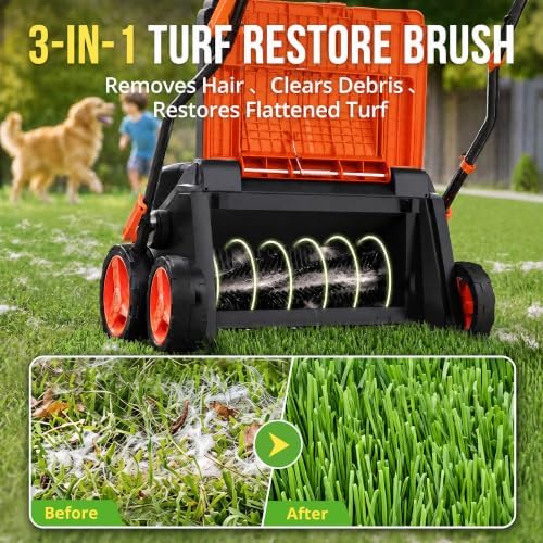 Artificial Turf Sweeper, Turf Vaccum Lawn Sweeper Yard Power Brush - Image 4