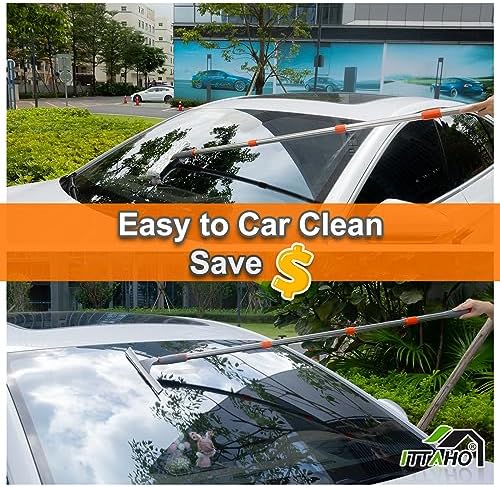 Squeegee for Window Cleaning,12" Squeegee and 11" Microfiber Scrubber Combi with Stainless Steel Pole,Extendable Window Cleaner for Car,Sliding Door,Shower Glass Door-Swivel Style-2 Pads - Image 7